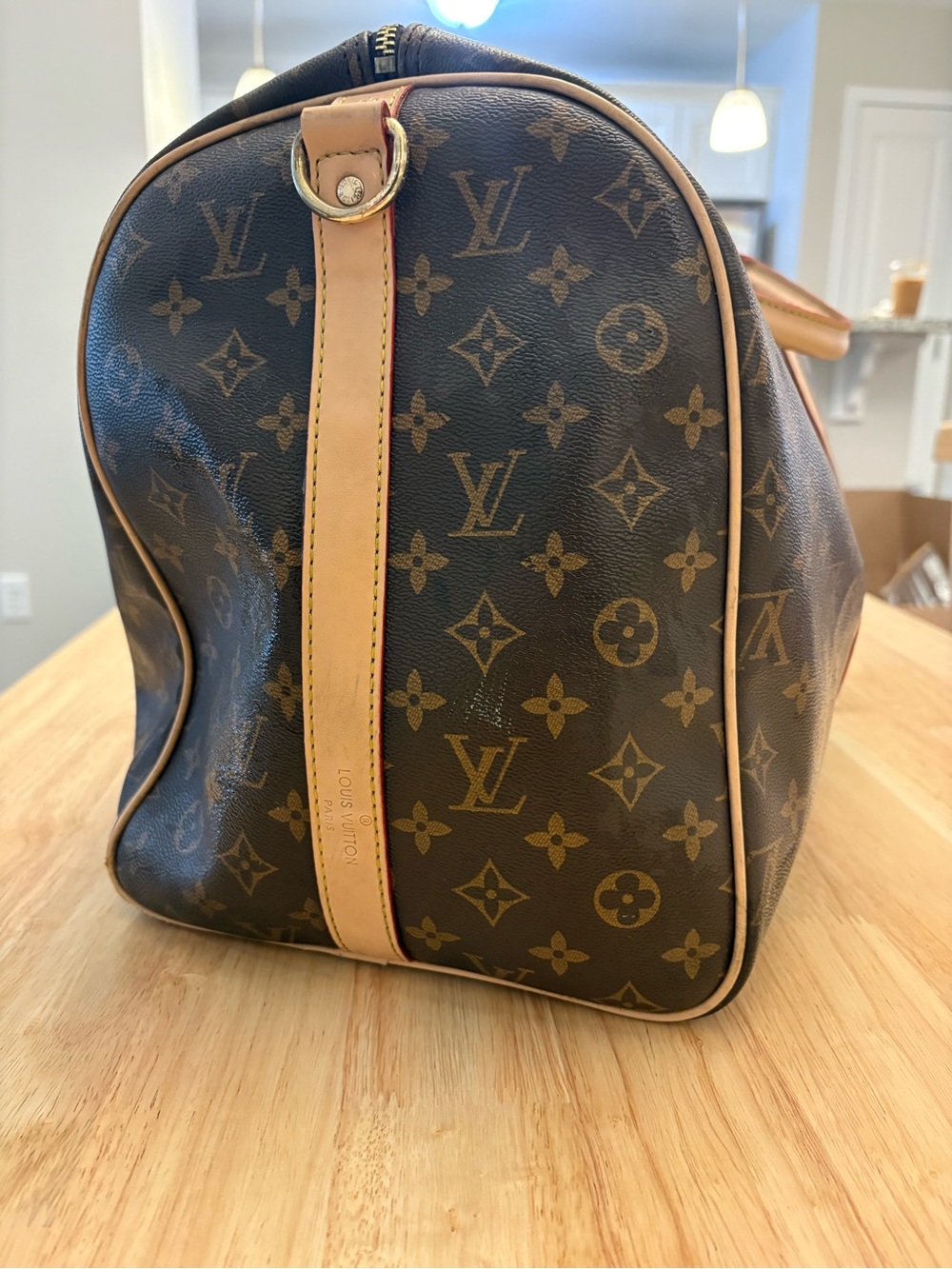 Monogram Canvas Travel Duffle Bag in Brown
